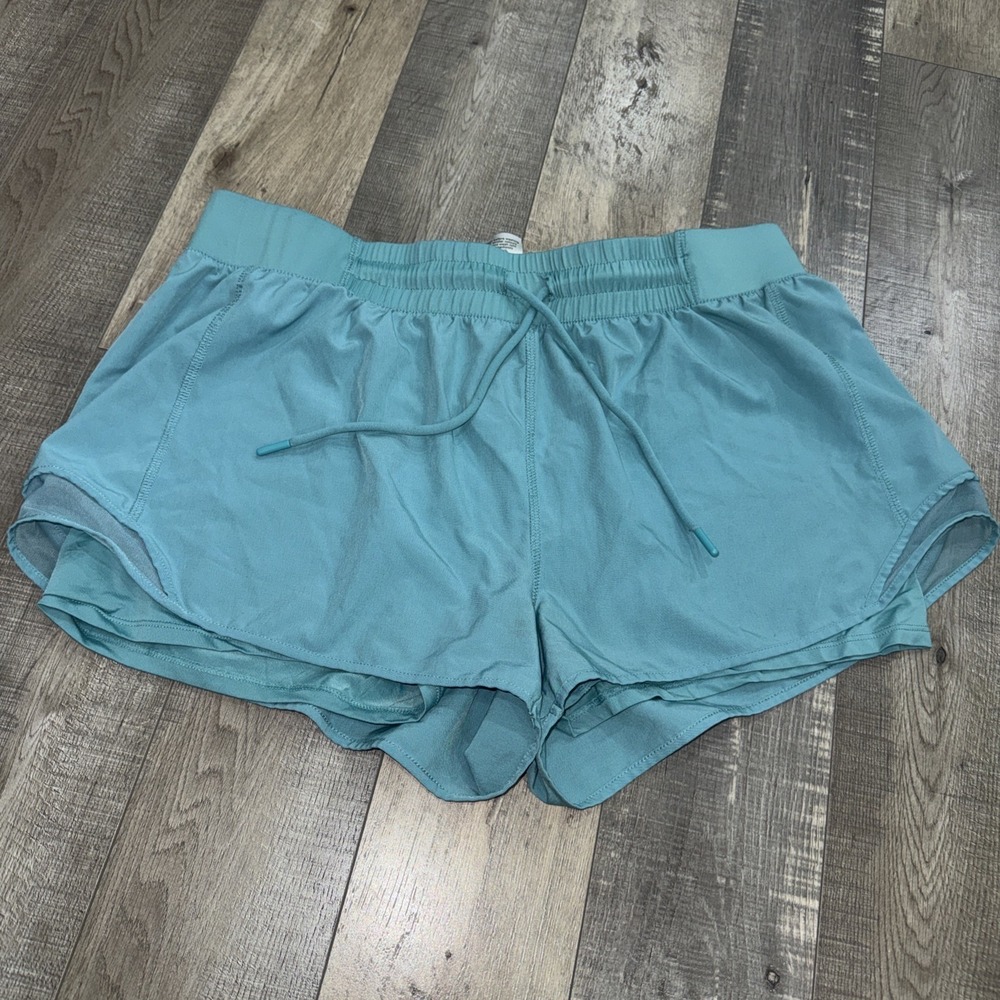 Mondetta Women's XL Blue Double Layer Retro Running Shorts Wicking Quick Dry